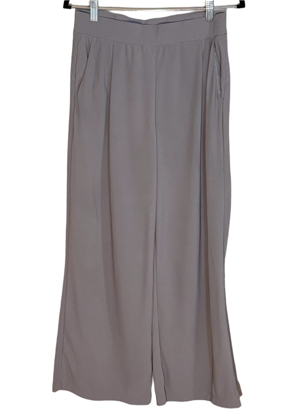 Halara Flex High MicroWaffle Waisted Tummy Control with Wide Leg Gray Pants - Picture 2 of 7